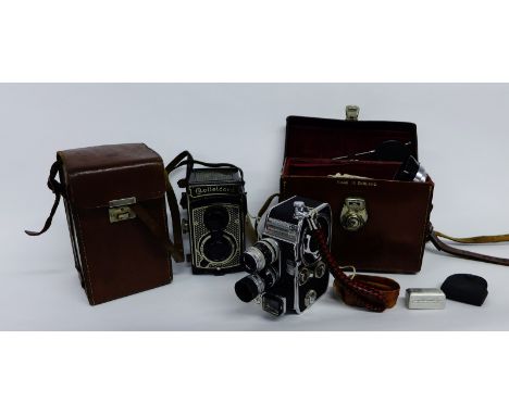 Bolex vintage camera complete with case and accessories, together with Roileicord Compir camera with case (2)