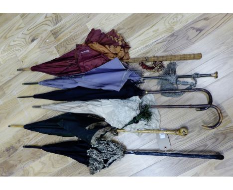 A collection of six vintage silk parasols (6) 