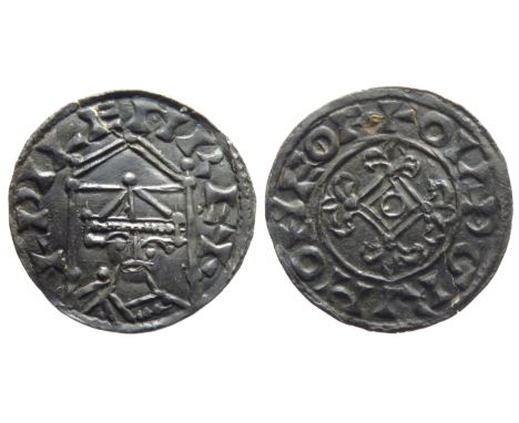 William I penny, York. Canopy type. Circa 1066-1087 AD. Crowned facing bust beneath canopy, +PILEM REX. R. +OUDGRIM ON EOF, M