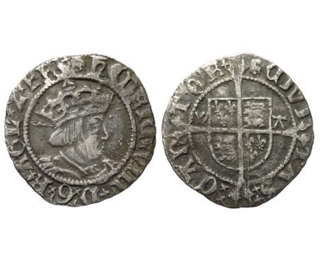 Henry VIII halfgroat. Second coinage, 1526-44. Canterbury, Archbishop Warham. Silver, 18mm, 1.23g. Crowned bust right, HENRIC