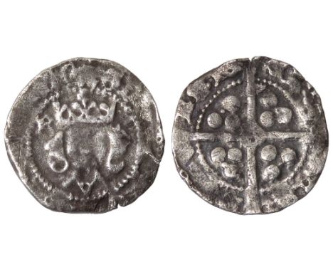 Edward IV penny, Durham. Second reign, 1471-83 AD. Crowned facing bust, B and L by crown, V on breast. R. CIVI TAS DVR EME, V
