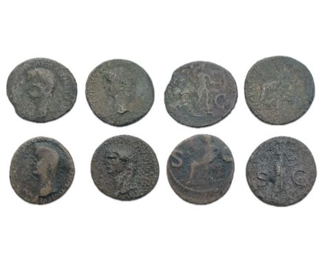 Claudius As (4). British Celtic imitations. Reverse types, Vesta seated, Ceres seated and Minerva advancing right. 24mm-28mm.
