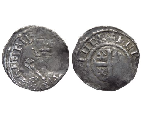 Henry II Tealby penny, Winchester. Circa 1158-1180 AD. Crwoned facing bust holding sceptre, +HENRI REX. R. Cross, crosslets i