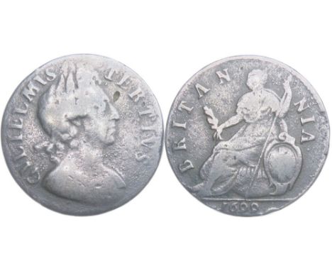 William III Halfpenny 1699. Copper, 10.99g. 28mm. Laureate bust right, GVLIELMVS TERTIVS, no stop after GVLIELMVS. R. BRITANN