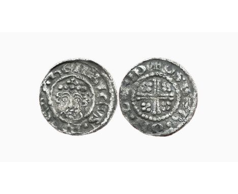 Henry II short cross penny. London mint, class 1b. Crwoned facing bust with sceptre, HENRICVS REX. R. Short cross, +OSBER ON 