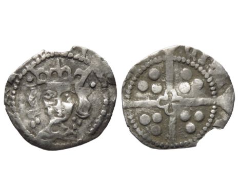 Edward IV Irish penny. Dublin. Third Cross and Pellets coinage, 1473 AD. Crowned facing bust, pellets by crown, trefoils at n