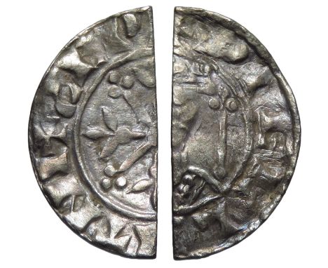 William I cut half penny. Two Sceptres type. R. +SEP [ ] ITNI. Silver, 0.43g. Ref: N844, S.1253.