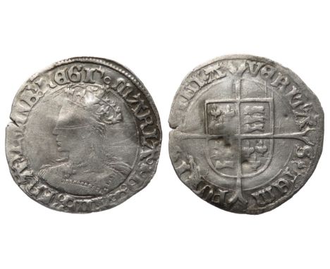 Mary groat. Sole reign, 1553-54. Crowned bust left, MARIA D G ANG FRA ET HIB REGI. R. Shield over cross, mint mark pomegranat