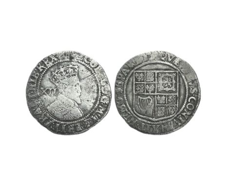 James I shilling. Second coinage, 1604-19. Silver, 5.86g. 31mm. Crowned bust right, XII behind. IACOBVS D G MAG BRIT FRA ET H