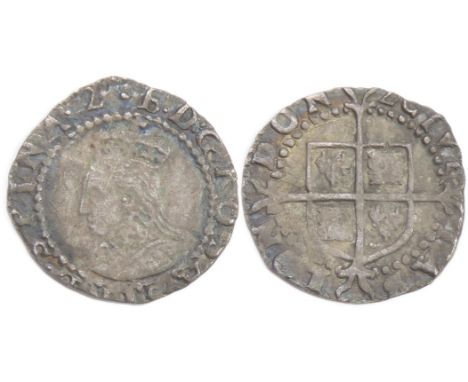 Elizabeth I Penny. Seventh issue, 1601-2. Crowned bust left, E D G ROSA SINE SPINA. R. Shield over cross. Mint mark 2. Silver