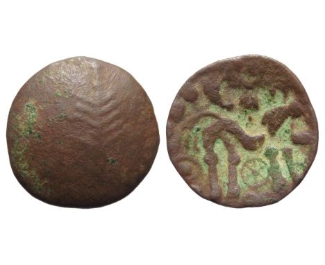 Dobunni Tribal Tree bronze core stater. Circa 1st century BC. 20mm, 2.69g. Tree symbol on plain field. R. Triple-tailed horse