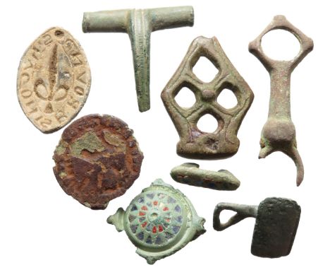 Artefact group including Roman, Viking and Medieval artefacts. Circa 1st - 14th century CE. To include a Celtic toggle, Roman