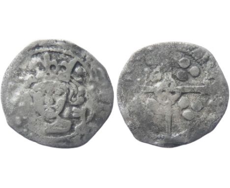 Richard III penny, York. Circa 1483-85 AD. Silver, 0.6g. 15mm. Crowned facing bust, T and upright key at neck. R. Cross with 