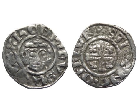 Richard I penny, London. Circa 1189-1199 AD. Crowned facing bust with sceptre, +HENRICVS REX. R. Short cross, +STIVENE.ON.LVN