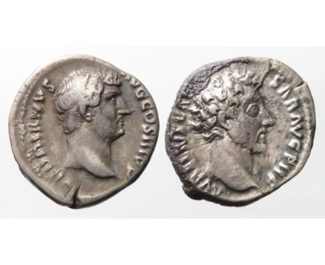 Roman denarius (2). Hadrian, R. VOTA PVBLICA. 3.33g, 19mm &amp; Marcus Aurelius, R. TR POT III COS II, 20mm. 2.67g.