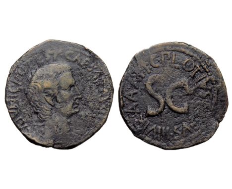 Augustus As.Â&nbsp;Rome, 15 BC. C. Plotius Rufus, moneyer. Bare head right. R. Legend around large S C. Ref: RIC I 389. 10.88