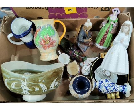 A Royal Doulton 'Water Lilly' jug and a selection of various decorative china including Nao etc