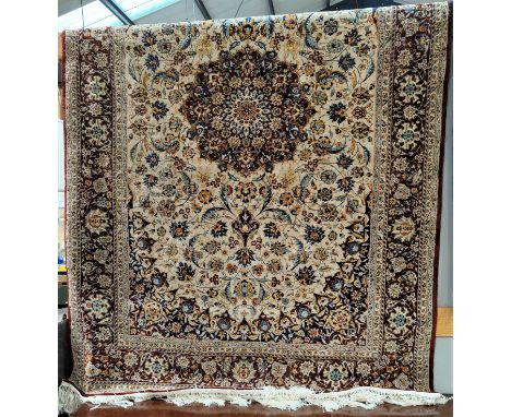 A mid/late 20th century oriental carpet runner, finely hand knotted, with multiple border and allover floral decoration to th