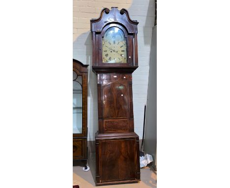 A north country mahogany longcase clock, moon phase arch dial, Bolton maker, 8 day movement 