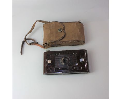 A Kodak No 2 Hawkette brown bakelite camera, in case