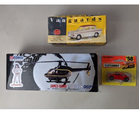 A Corgi Classics James Bond Collection die cast model Stromberg helicopter and Naomi figure set, boxed, together with a Vangu