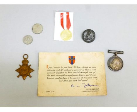 WORLD WAR I STAR, 1914-15 AND SILVER WAR MEDAL AWARDED TO 9557 PTE C A SUMMERS R. BERKS REGIMENT, LAPEL BADGE, BOAR 1946 POST