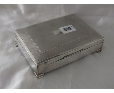 Engine turned cigarette box, 6.5” wide B’ham mod. by  H Bros         