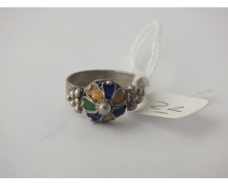 Foreign enamelled ring, size R     