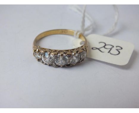 GOOD 18CT GOLD &amp; DIAMOND RING set with 5   central stones and 8 smaller ones (1 small stone out)   approx size R 3.7g inc