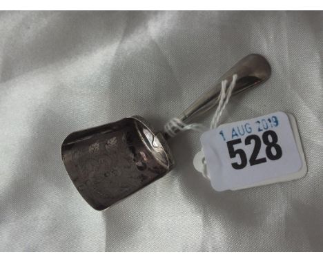 Georgian caddy spoon with floral engraved bowl, 3”  long, B’ham 1824       