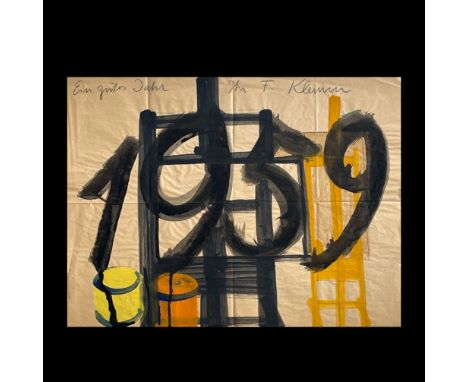 Klemm, Fritz (1902 Mannheim - 1990 Karlsruhe)"1959" ,Glückwunsch-Aquarell; am oberen Rand beschriftet:"Ein gutes Jahr - Ihr F