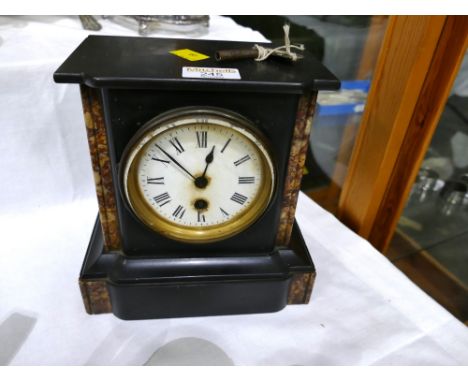 Slate mantel clock with key