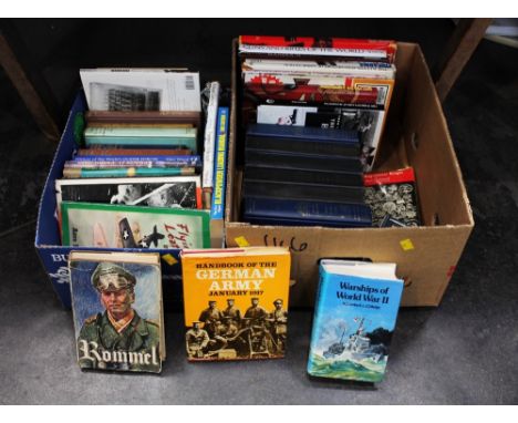 Militaria interest. Two boxes of books including Guns and Rifles of The World and The Illustrated History of Ammunition  