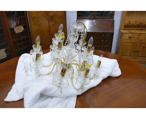 Brass effect glass chandelier style hanging light fitting