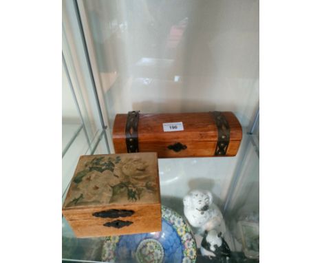 Early vintage money bank box together with trunk style box . 