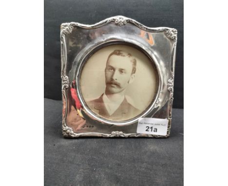 Silver hall marked Birmingham photo frame with picture of victorian gentleman portrait. 