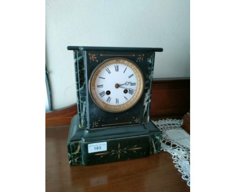 Victorian slate mantle clock with french clock workings . 