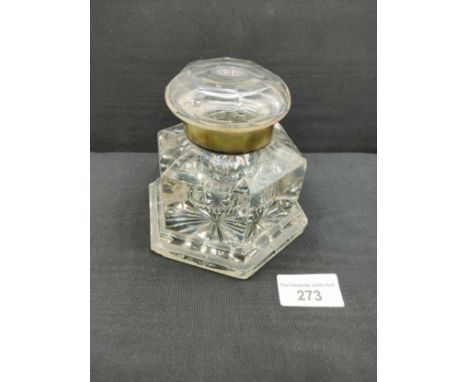 Large victorian glass inkwell . 