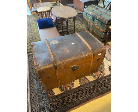 Large Early travel trunk with fitted interior. 
