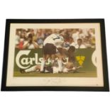 Paul Gascoigne signed 25x18 inch framed photo celebrating his goal against Scotland during Euro