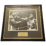 Muhammad Ali vs George Foreman Signed 28x27 inch framed and mounted photo, Rumble in the jungle