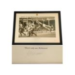 Frank McAvennie signed 25x18 inch framed photo pictured scoring a diving header against Watford in