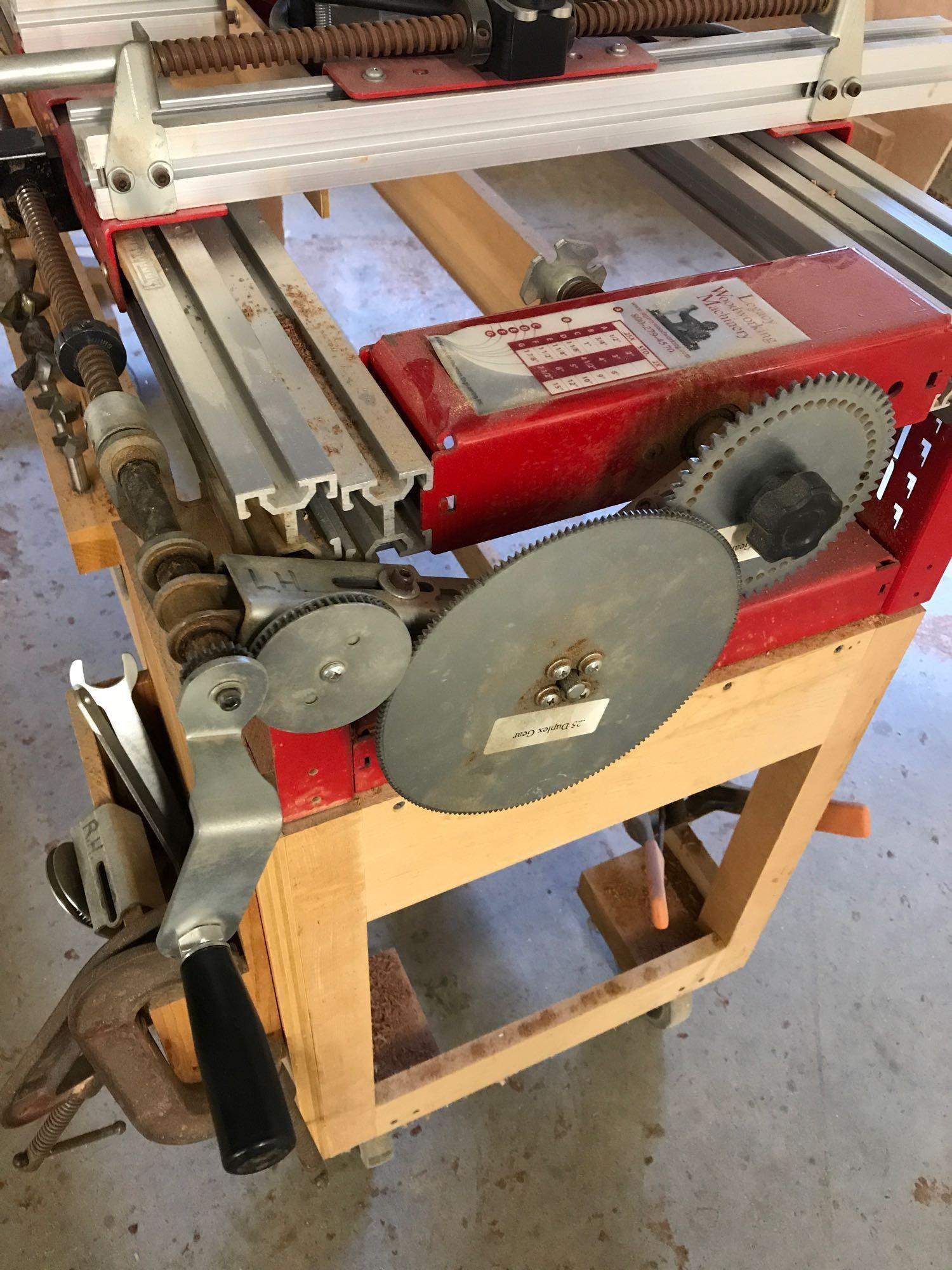 Legacy woodworking sliding router table with PorterCable router and bits