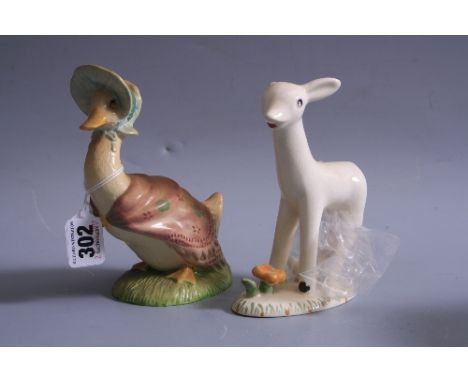 A BESWICK WARE BEATRIX POTTER FIGURE, 'Jemima Puddleduck' BP-9a, Centenary backstamp, together with Midwinter 'Larry the Lamb