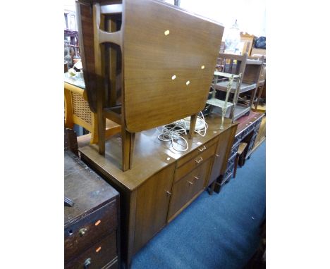 A NATHAN RETRO TEAK SIDEBOARD, with two central drawers, approximate size width 140cm x depth 48cm x height 93cm and a matchi