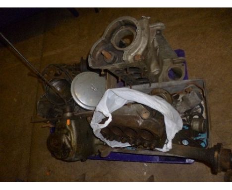 A QUANTITY OF AUSTIN SEVEN CAR PARTS, including a engine, gearbox, etc