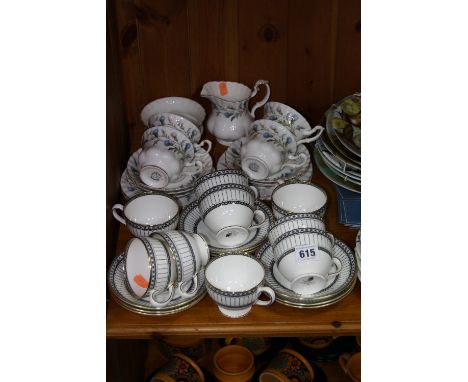 TWO PART TEASETS, to include nine Wedgwood 'Colonnade' W4340 cups and saucers (18) and Royal Albert 'Brigadoon' (17)