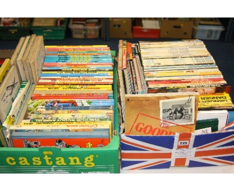 TWO BOXES OF ANNUALS, box one comprises mainly T.V. annuals, including Blue Peter, Dr. Who and many others, box two comprises
