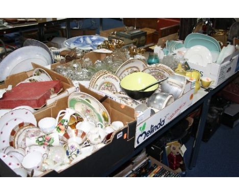 SIX BOXES AND LOOSE CERAMICS, GLASS, etc, to include Poole dinnerwares, Midwinter coffee set etc