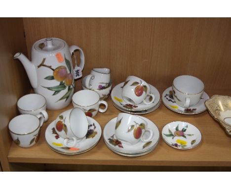 ROYAL WORCESTER 'EVESHAM' COFFEE SET, to include coffee pot, sugar bowl, cream, six coffee cups and saucers, together with ex